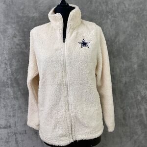 NFL Dallas Cowboys Juniors Collection fuzzy Full Zip Jacket Size M pockets